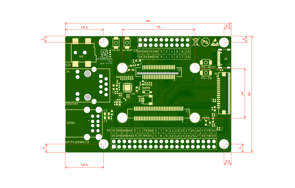 YeaCreate-ESP32-P4扩展板尺寸