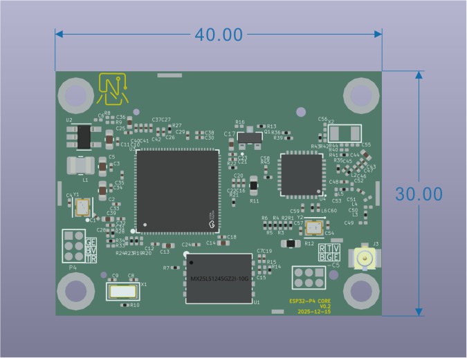 YeaCreate-ESP32-P4-CORE核心板尺寸